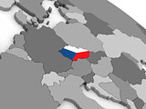 Czech republic on globe with flag
