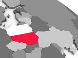 Poland on globe with flag