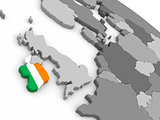 Ireland on globe with flag