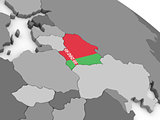 Belarus on globe with flag