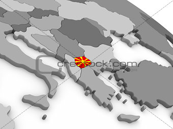 Macedonia on globe with flag