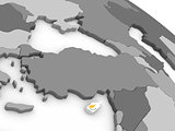 Cyprus on globe with flag