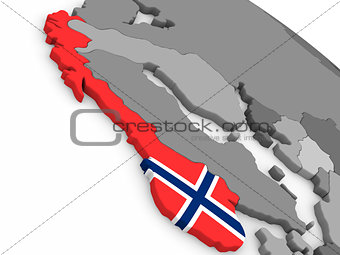 Norway on globe with flag