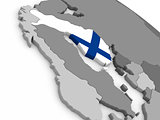 Finland on globe with flag