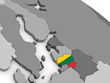 Lithuania on globe with flag