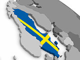 Sweden on globe with flag