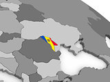 Moldova on globe with flag