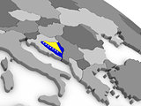 Bosnia on globe with flag