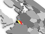 Belgium on globe with flag