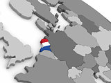 Netherlands on globe with flag
