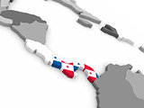 Panama on globe with flag