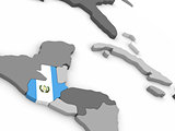 Guatemala on globe with flag
