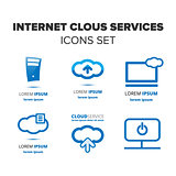Internet cloud services icon set