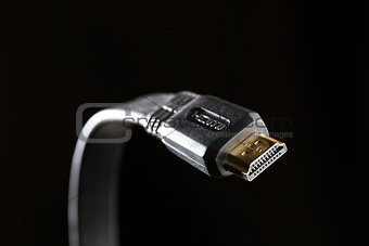 Usb cable on black background