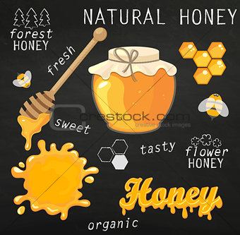 Vector illustration set of jars with honey.
