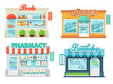 Shops and stores icons set.
