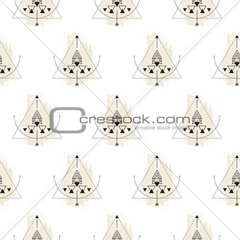 Sacred geometry shapes seamless vector pattern.