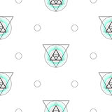 Sacred geometry triangle shapes seamless vector pattern.