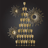 Champagne glass tower festive vector background.