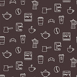 Coffee line icons seamless vector pattern.