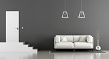 Minimalist black and white lounge