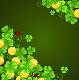 Clover leaves and golden coins
