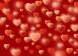 February 14. Love romantic 3D Realistic Red Hearts Background with Happy Valentines Day. Vector Illustration.