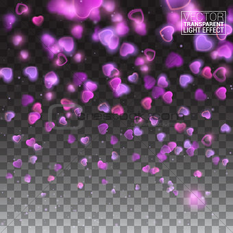 Glittering sparks heart explosion on transparent background. pink glitter particles shape. Sparkling diamond texture. Vector love saint valentine