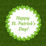 St. Patrick's Day greeting card, invitation, poster, flyer. Template for your design with clover, shamrock. Vector illustration.
