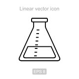 Laboratory flask. Linear vector icon.