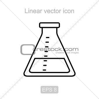 Laboratory flask. Linear vector icon.