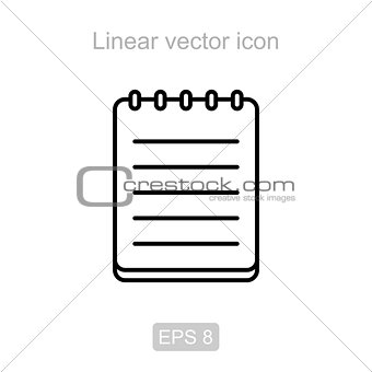 Notepad. Linear vector icon.