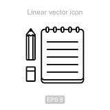 Set for notes. Linear vector icon.