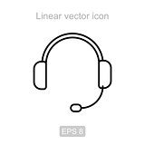 Headphones. Linear vector icon.