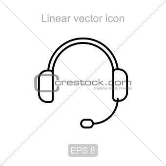 Headphones. Linear vector icon.
