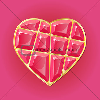 Diamond heart on pink background