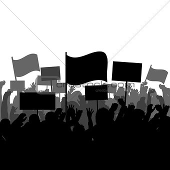 Silhouettes of people protesting