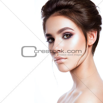 portrait of beautiful woman with bright make-up