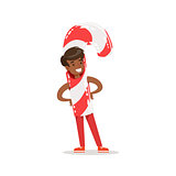 Boy In Candy Cane Stick Outfit Dressed As Winter Holidays Symbol For The Costume Christmas Carnival Party