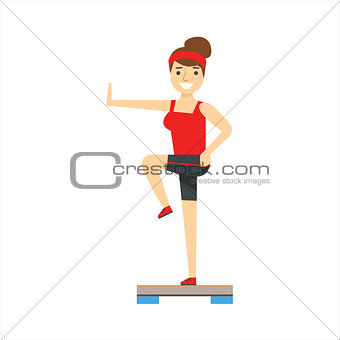 Woman In Aerobics Class, Member Of The Fitness Club Working Out And Exercising In Trendy Sportswear