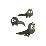 Frog Baby Black Newts Funny Characters Childish Cartoon Illustration