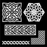 Celtic Irish and Scottish white patterns - knots, braids, key patterns