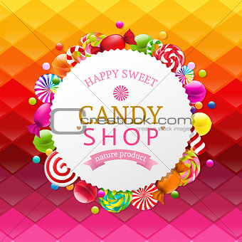 Colorful Background With Candy Banner