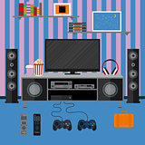 Vector illustration apartment with a home cinema