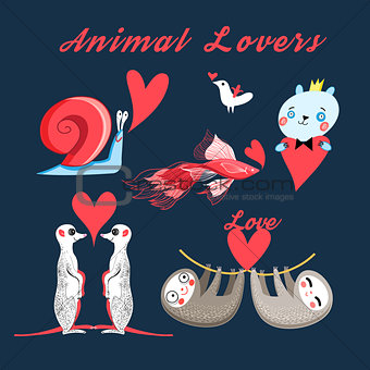 Graphics festive set of animal lovers