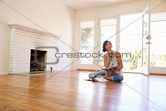Excited Woman Planning Decoration Of New Home
