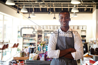 Portrait Of Male Employee Working In Delicatessen
