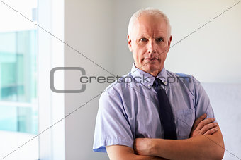 Portrait Of Male Doctor Standing In Exam Room