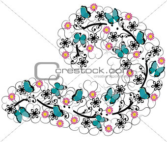 flourishes with flowers and butterflies