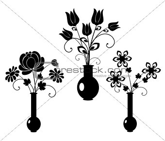 vector silhouette flowers set 3